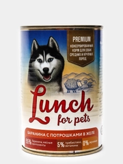 Корм для собак Lunch for pets Баранина с потрошками, кусочки в желе, консервы 400гр