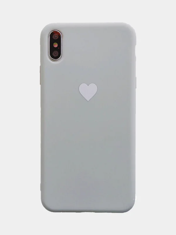 Мятный матовый чехол с сердцем на Apple iphone 11, 11Pro, 11ProMax, XS, XSMax, XR, X, 7/8Plus,7/8