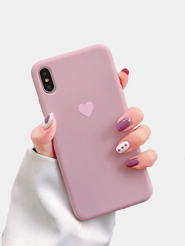 Мятный матовый чехол с сердцем на Apple iphone 11, 11Pro, 11ProMax, XS, XSMax, XR, X, 7/8Plus,7/8