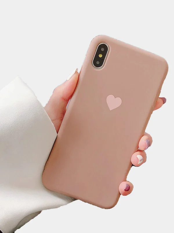 Мятный матовый чехол с сердцем на Apple iphone 11, 11Pro, 11ProMax, XS, XSMax, XR, X, 7/8Plus,7/8