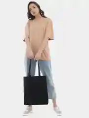 Черный сумка шоппер, на плечо, хлопок
