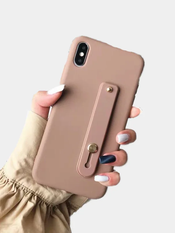 Хаки чехол, с силиконовой ручкой-держателем iPhone 11, 11 Pro, 11 Pro Max, XS, XS Max, XR, 7, 8