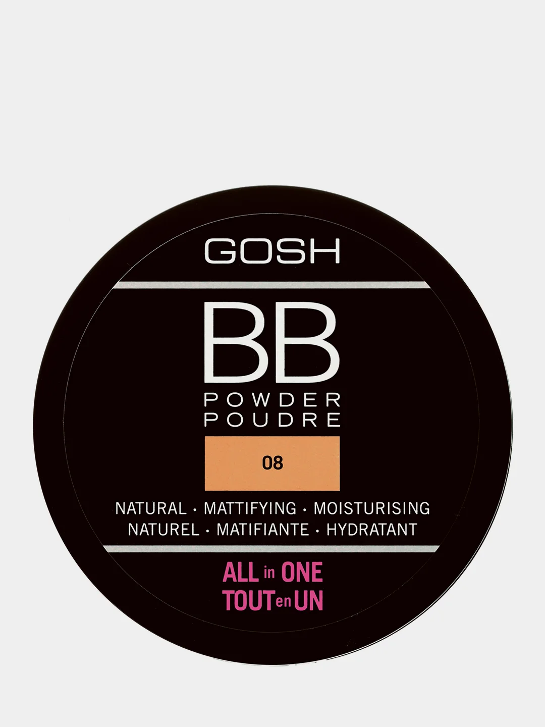 BB-пудра компактная для лица GOSH, тон 08-каштан, 6,5 г
