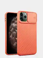 Оранжевый ребристый чехол с затвором для камеры на айфон Apple iPhone 11 ,11 Pro, 11 Pro Max