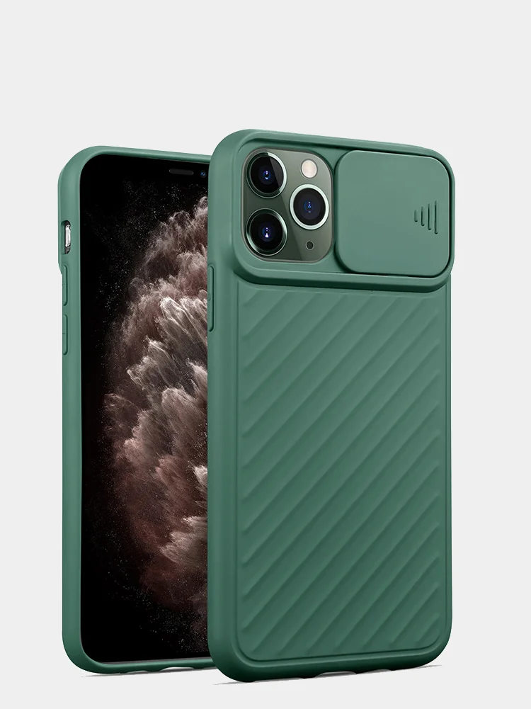 Зеленый ребристый чехол с затвором для камеры на айфон Apple iPhone 11 ,11 Pro, 11 Pro Max