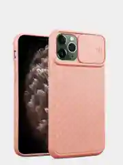 Розовый ребристый чехол с затвором для камеры на айфон Apple iPhone 11 ,11 Pro, 11 Pro Max
