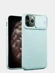 Голубой ребристый чехол с затвором для камеры на айфон Apple iPhone 11 ,11 Pro, 11 Pro Max