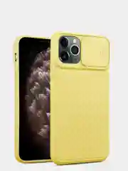 Желтый ребристый чехол с затвором для камеры на айфон Apple iPhone 11 ,11 Pro, 11 Pro Max
