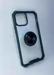 Зеленый прозрачный чехол накладка с усиленными бортами и попсокетом Apple iPhone 12 Pro Max