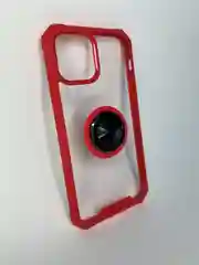 Красный прозрачный чехол накладка с усиленными бортами и попсокетом Apple iPhone 12 Pro Max