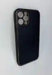 Черный чехол накладка силикон и экокожа на телефон Apple iPhone Айфон 12 Pro