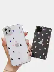 Белый прозрачный чехол с дизайном сердечек и цветовiPhone11,11Pro,11ProMax,XS,XSMax,XR,X,7/8Plus