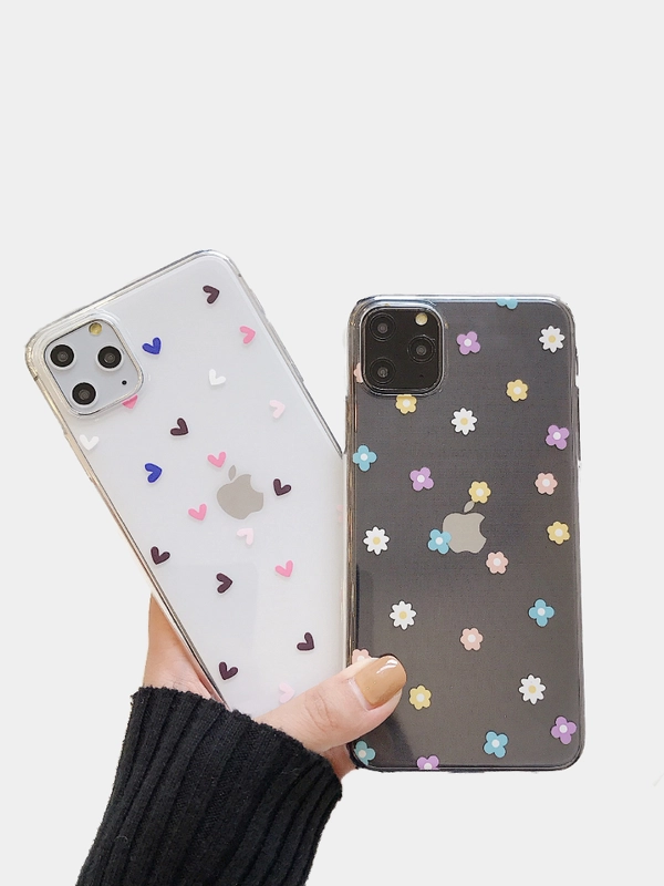 Прозрачный чехол с дизайном сердечек и цветовiPhone11,11Pro,11ProMax,XS,XSMax,XR,X,7/8Plus