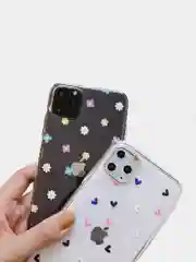 Белый прозрачный чехол с дизайном сердечек и цветовiPhone11,11Pro,11ProMax,XS,XSMax,XR,X,7/8Plus