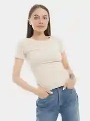 Бежевый футболка женская, хлопок
