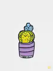 Голубой металлический пин-значок " Cactus"