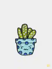 Синий металлический пин-значок " Cactus"