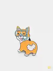 Зеленый металлический пин-значок "Cute cat"
