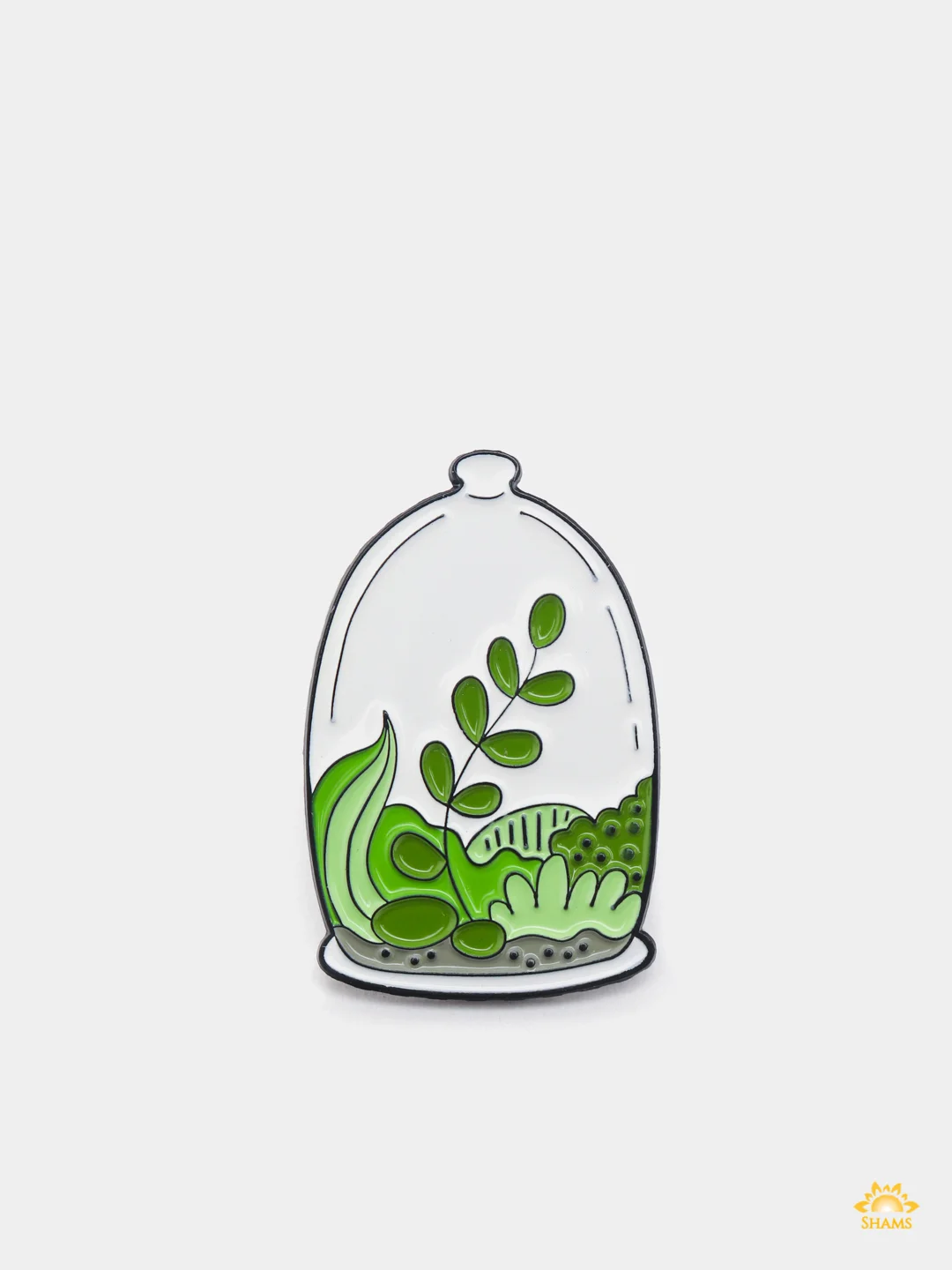 Серый меланж металлический пин-значок " Plant"