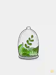 Серый меланж металлический пин-значок " Plant"