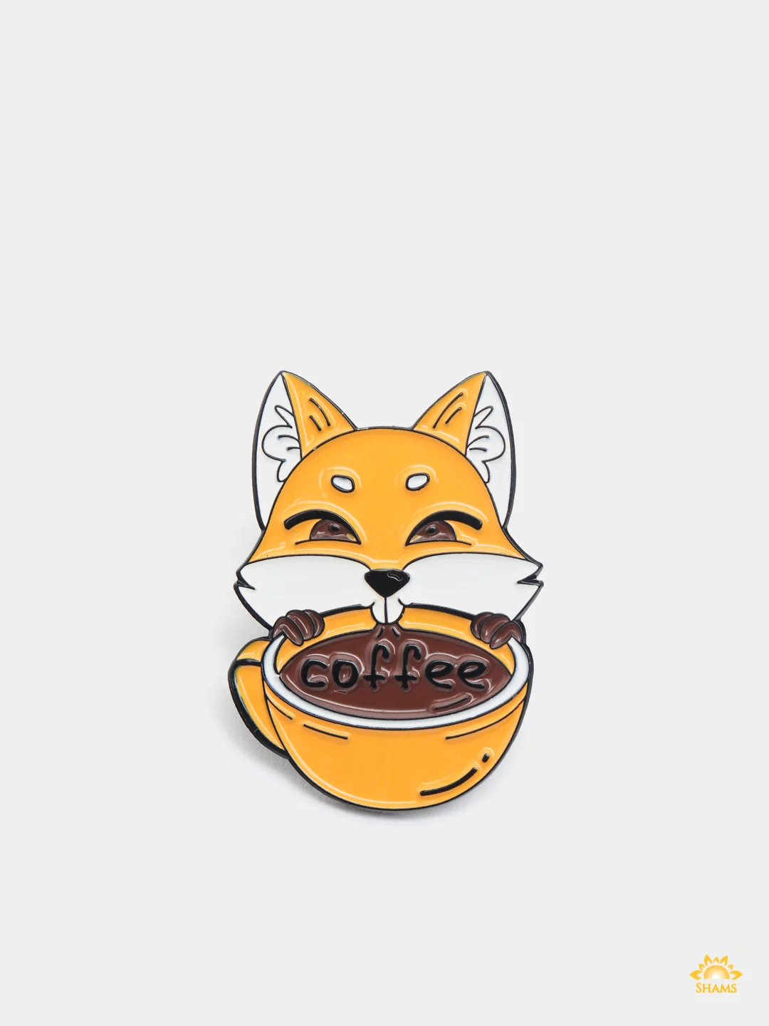 Серый меланж металлический пин-значок "Little Fox"