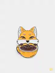 Серый меланж металлический пин-значок "Little Fox"