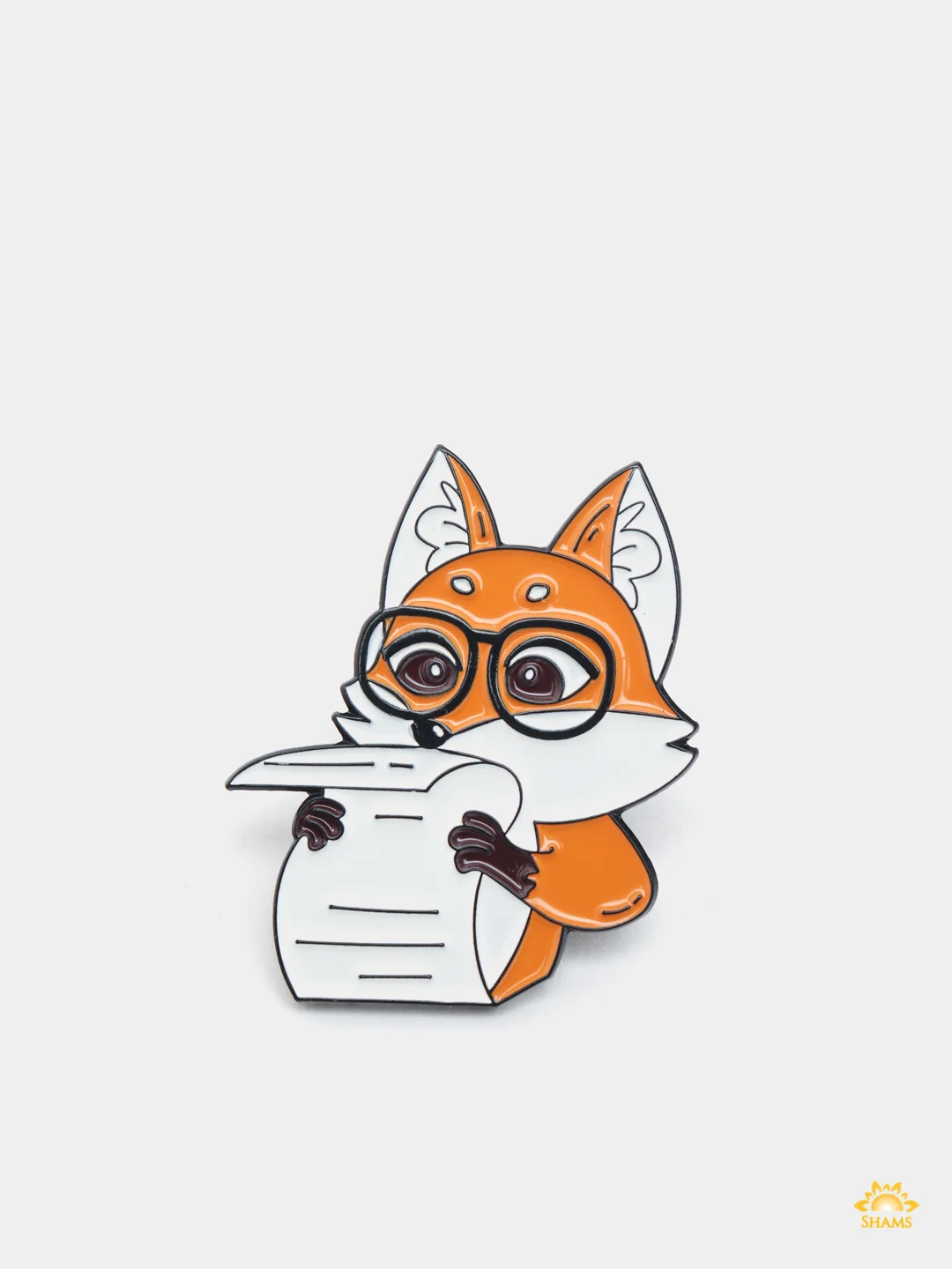 Серый металлический пин-значок "Little Fox"