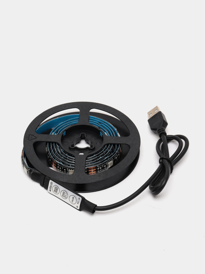 Светодиодная LED лента 5050 RGB 1 м, USB, IP65 с кнопками управления