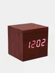 Светодиодные настольные LED часы, будильник деревянный куб VST 869