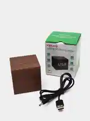 Светодиодные настольные LED часы, будильник деревянный куб VST 869