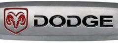 Комплект шильдиков металлических с эмблемой авто "DODGE" и 4 винтовыми креплениями (Пара)
