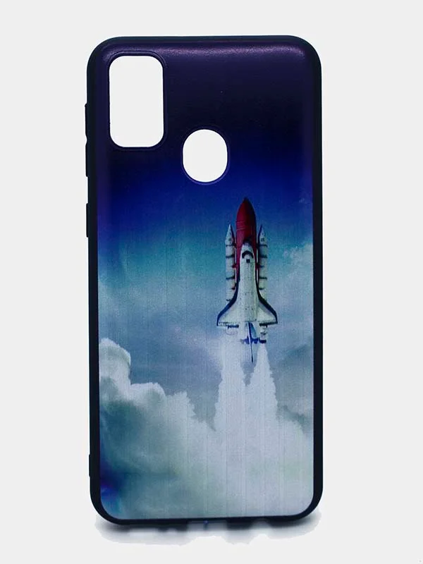 Черный чехол силиконовый с принтом для Samsung Galaxy M30s (самсунг)