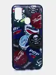 Серебряный чехол силиконовый с принтом для Samsung Galaxy M30s (самсунг)