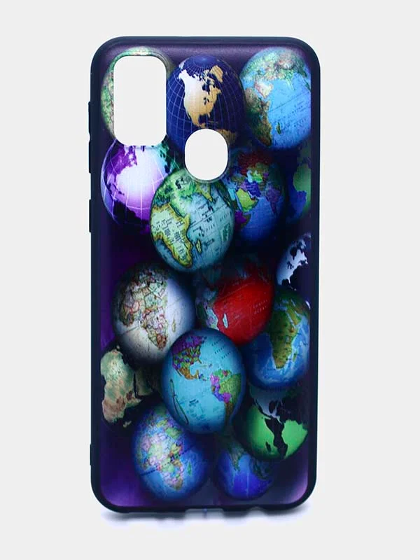 Белый чехол силиконовый с принтом для Samsung Galaxy M30s (самсунг)
