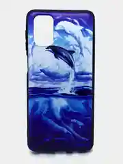 Серебряный чехол для Samsung (Самсунг) Galaxy M51, силиконовый, с принтом