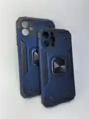 Темно-синий чехол накладка усиленный с попсокетом Apple iPhone 11, 12 Pro
