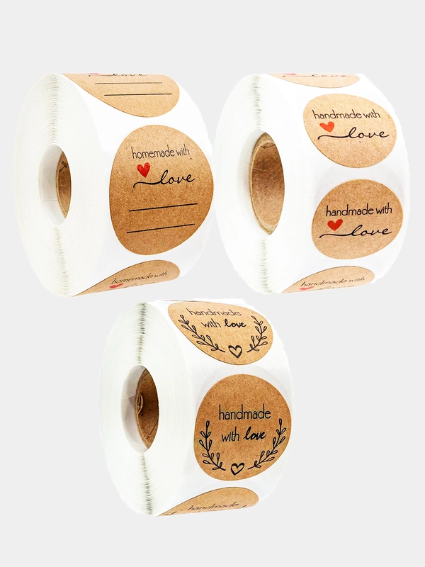 Наклейки в рулоне "Hand made with love"