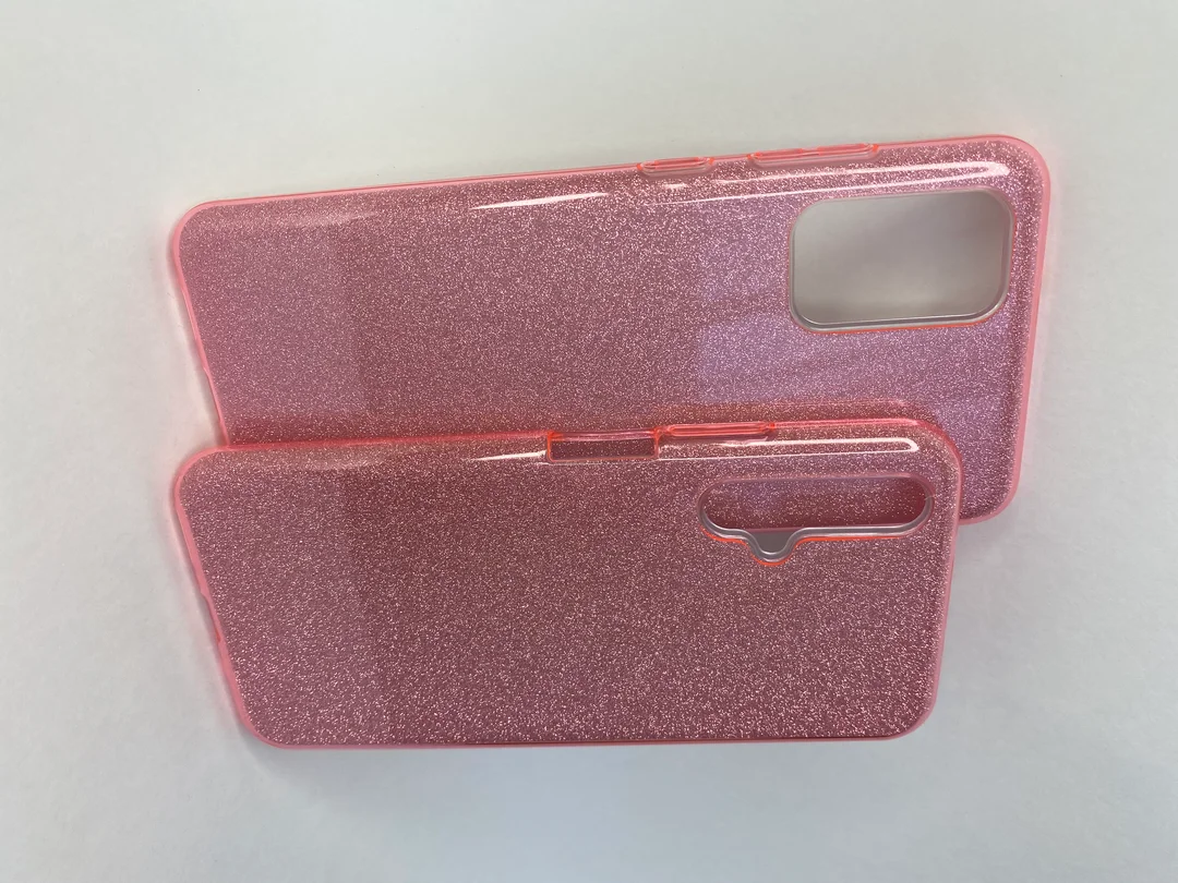 Розовый чехол-накладка c блестками Samsung S11/S20 Plus, S10 Lite (20), S11E/S20, Honor 20, 9 Lite