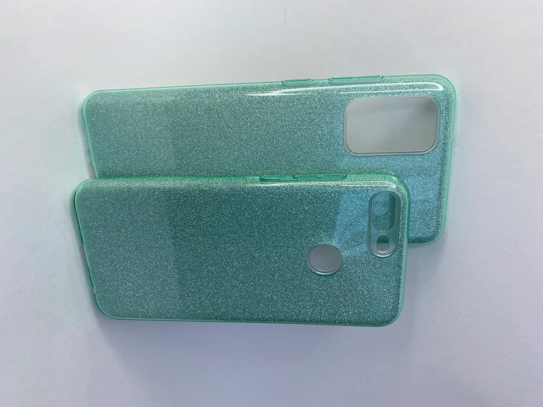Бирюзовый чехол-накладка c блестками Samsung S11/S20 Plus, S10 Lite (20), S11E/S20, Honor 20, 9 Lite