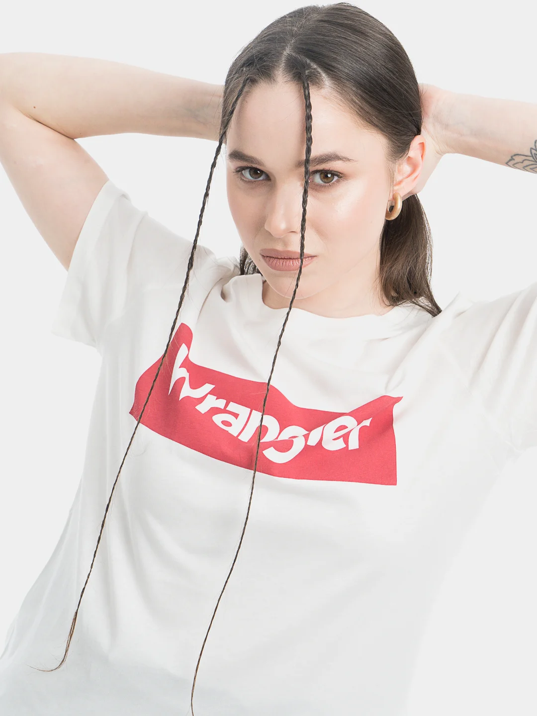 Футболка женская Wrangler Box Logo Tee базовая белая 100% хлопок