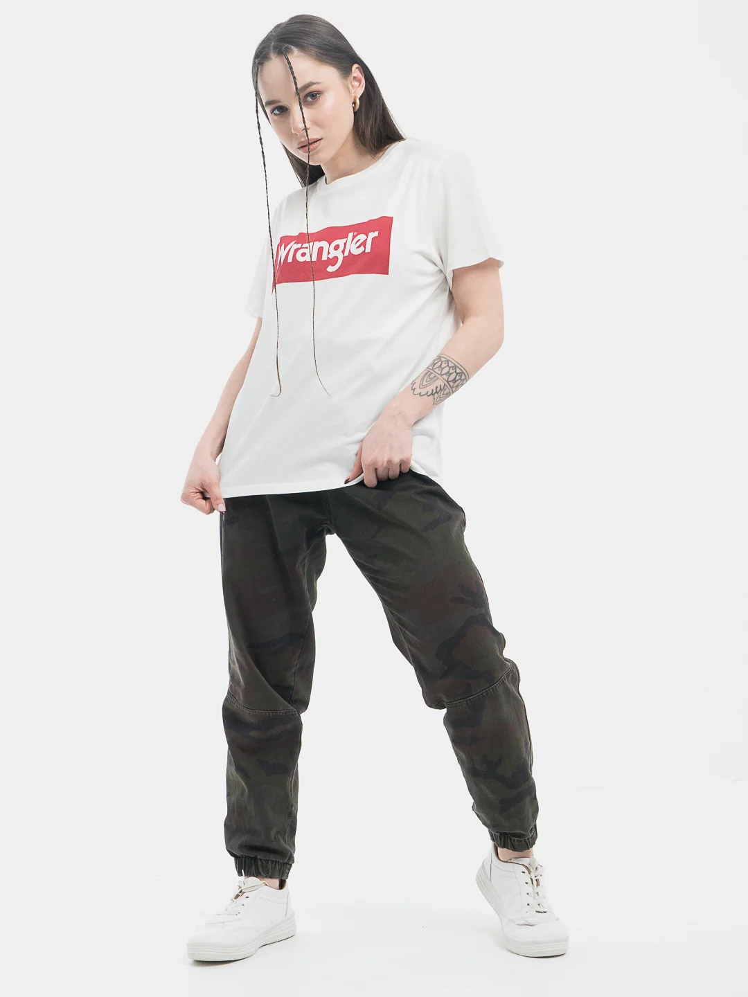 Футболка женская Wrangler Box Logo Tee базовая белая 100% хлопок