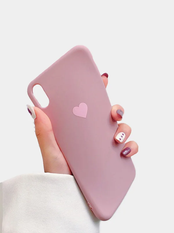 Мятный матовый чехол с сердцем на Apple iphone 11, 11Pro, 11ProMax, XS, XSMax, XR, X, 7/8Plus,7/8