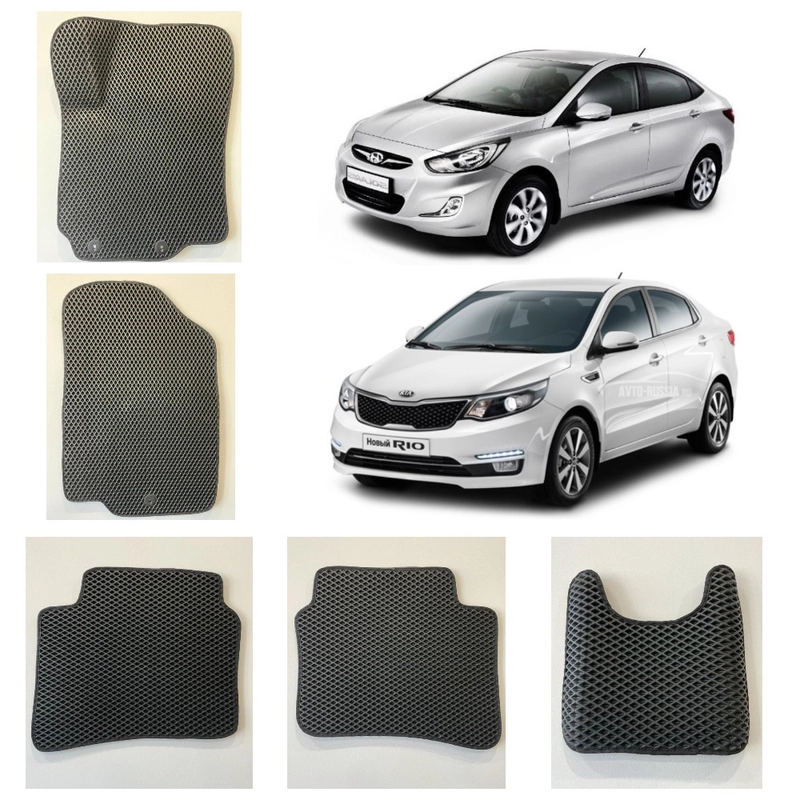 3-D Автомобильные EVA / ЭВА / ЕВА коврики в салон для KIA RIO 3 / HYUNDAI SOLARIS 1