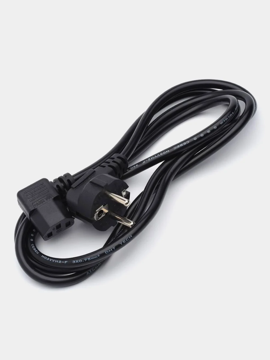 Сетевой шнур питания, кабель ATcom AT10119 CEE 7/7- IEC 320 C13 (0.75 мм) угловой, 1.8 м