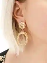 Серьги кольца на подвеске с фактурным металлом Fedosya