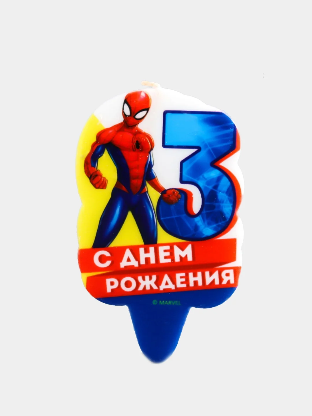 Свеча в торт 3, 4, 5, 6, 7 "С Днем Рождения", Человек-паук