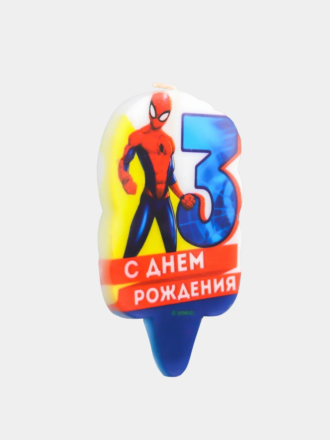 Свеча в торт 3, 4, 5, 6, 7 "С Днем Рождения", Человек-паук
