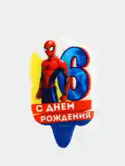 Свеча в торт 3, 4, 5, 6, 7 "С Днем Рождения", Человек-паук