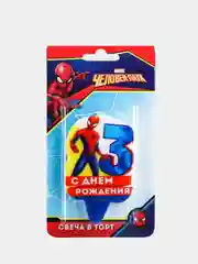 Свеча в торт 3, 4, 5, 6, 7 "С Днем Рождения", Человек-паук