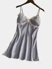 Серый женская шелковая ночная сорочка
